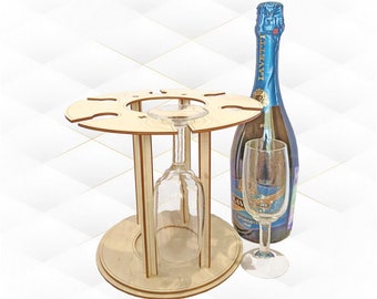 Porta copas de vino para regalo, diseño cortado a láser, plantilla SVG DXF, proyecto láser para caja de botellas