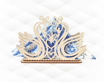 Porta tovaglioli regalo modello di cigno tagliato al laser, design per feste, modello di taglio laser SVG DXF