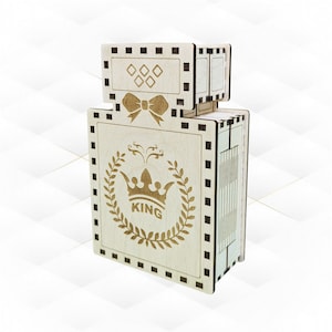 Coffret cadeau unique pour parfum, boîte de voeux, motif découpé au laser. Modèle vectoriel, cadeau d'anniversaire, fichiers dxf svg, modèle découpé, conception de découpe.