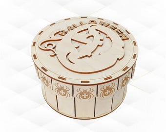 Boîte cadeau Halloween découpée au laser, modèle citrouille araignée, modèle vectoriel SVG DXF