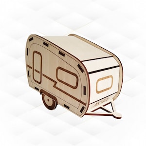 Maisons de Noël scintillantes, découpées au laser. Remorque de camping-car, fichiers dxf svg laser, décoration de table de voeux, cadeau de Noël, modèle de découpe laser.
