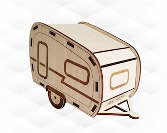 Gift Christmas Glitter Houses, laser cut design. Camper trailer, laser svg dxf files, greeting table decor, xmas gift, laser cutting model.
