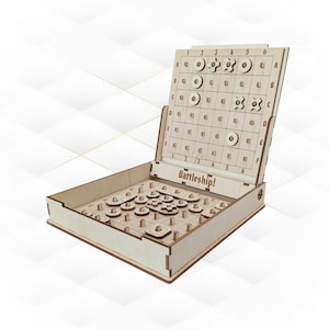 Gift battleship game toy, laser cut design, pocket game, cutting model. 6x6 playing field. Laser pattern, engraving laser, vector template.