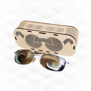 Gift glasses case, design laser cut, table decor. Case box, laser cutting pattern, svg dxf files. Birthday gift, holiday greeting, cut model
