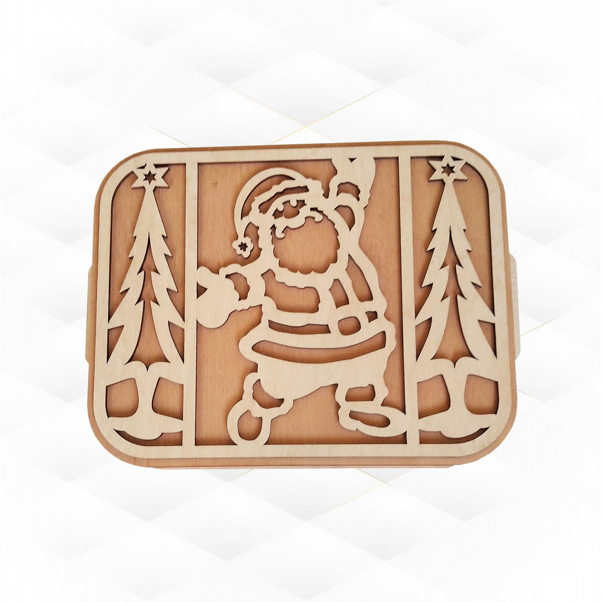 ギフトボックス クリスマス サンタ レーザーカット テンプレート、SVG