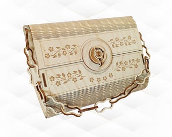 Geschenktüte Clutch mit Kette Laser Cut Vorlage, SVG DXF Vektormodell, Schnittdesign