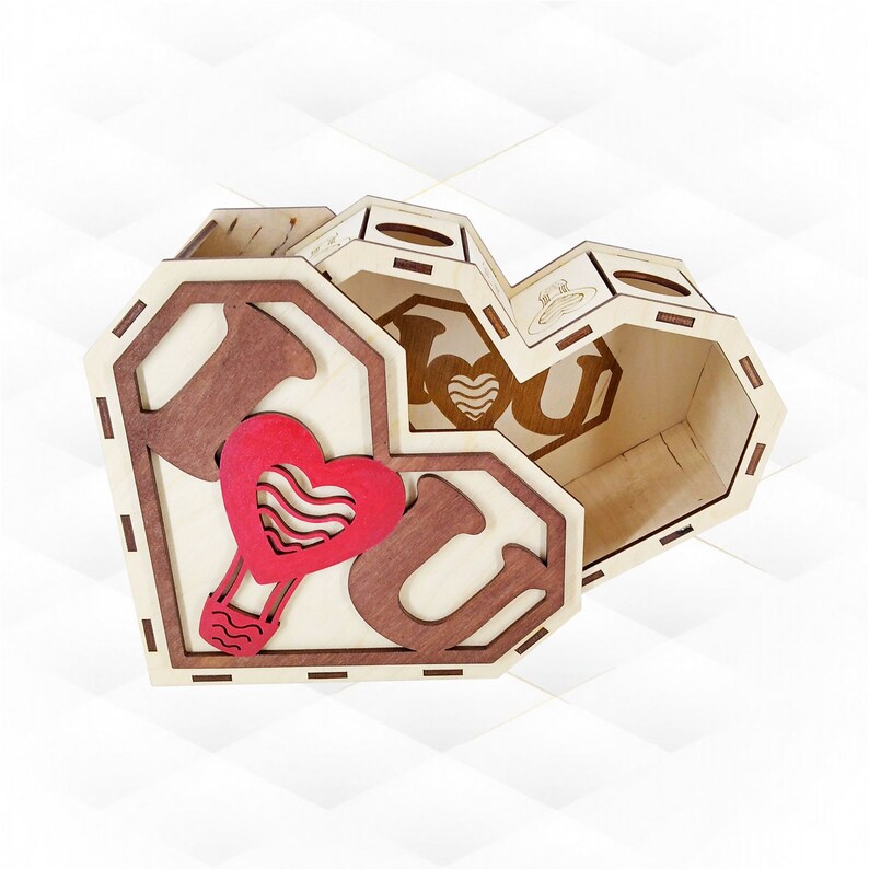 Gift Box Heart Laser Cut Template, SVG DXF Design, Laser Cutting Vector ...