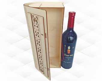 Gift Wine Bottle Box Laser Cut Design, SVG DXF Vector Template, Laser Cutting Project