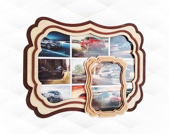 Photo Frame Laser Cut Template, SVG DXF Vector Design, Wall Picture Holder 2 Size