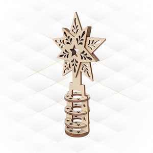 Christmas Tree Topper Star, laser cut design. Svg dxf file, laser cutting template. Christmas gift, Xmas star pattern, greeting topper model