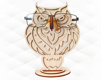 Eyeglasses Holder Owl Laser Cut Template, Gift Glasses Display, Cutting SVG DXF Design