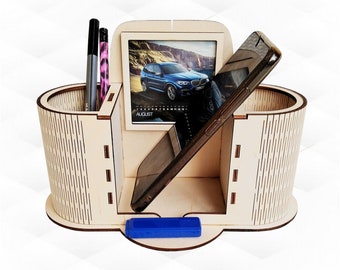 Gift Phone Holder Laser Cut Template, Desk Display Organizer, SVG DXF Cutting Design