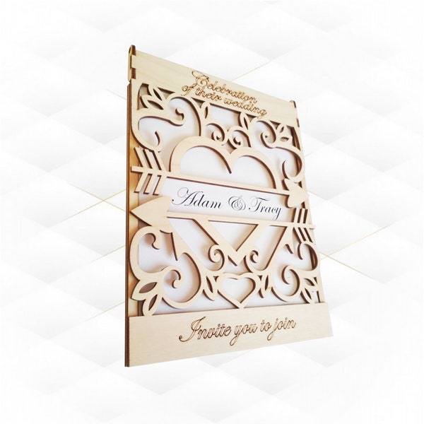 Wedding Card Invitation laser cut design. Drawing Cutting laser. laser pattern, laser svg.