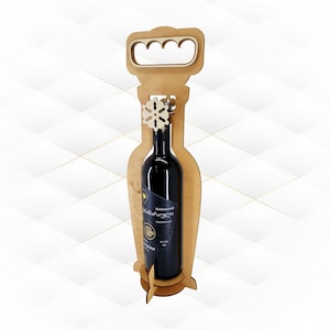 Wine box hand, bottle box case, svg dxf files, design laser cut. Wine holder, cutting plan for laser machines, greeting wine holder.