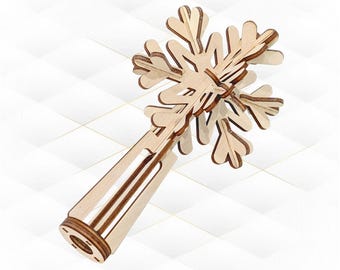 Christmas Tree Topper Snowflacke Laser Cut Design, SVG DXF Laser Cutting Vector Template