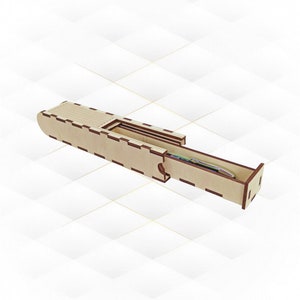 Geschenkschachtel Etui für Stift, Design Laserschnitt. Halter für Stift, Schnittmodell, Vektorvorlage. Lasergeschnittene Schiebeboxen, svg, dxf Dateien, Grußbox.