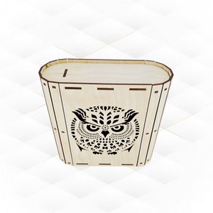 Gift Box Owl Laser Cut Template, SVG DXF Vector Model, Laser Cutting ...