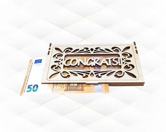 Gift Money Holder Envelope Laser Cut Design, Greeting Cash Case, SVG DXF Vector Template