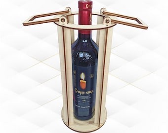 Wine Box Greeting Laser Cut Design, Bottle Gift Holder, SVG DXF Vector Template