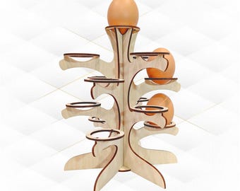 Easter Egg Tree Holder Laser Cut Template, SVG DXF Vector Design, Laser Cutting Model
