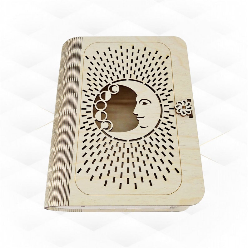 Tarot Pattern Box Gift Box Big Tarot Cards Laser Cut Pattern, Moon Design, Boxes Case ...