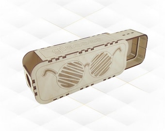Brillenkoker lasergesneden ontwerp, geschenkdoos SVG DXF-vectorsjabloon, lasersnijmodel