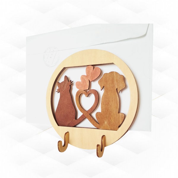 Wall Key Holder Laser Cut Template, Cat Dog Display, SVG DXF Vector Cutting Template