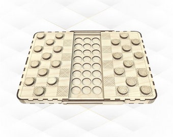 Juego de damas de billar con diseño cortado con láser, modelo vectorial SVG DXF, proyecto de damas para corte láser