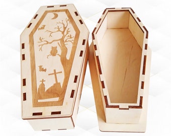 Modello SVG DXF per bara di Halloween con taglio laser, modello per taglio laser