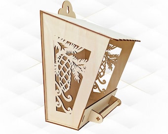 Vogelfutterhäuschen Laser Cut Design, SVG DXF Laserschnittmodell, Vektorvorlage Gartenhaus