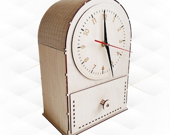 Gift Desk Clock Box Laser Cut Template, Laser Cutting Design, SVG DXF Vector Pattern