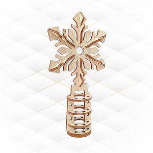Gift Christmas Tree Topper, laser cut design. Svg dxf files, laser cutting. Christmas decor, snowflake pattern. Xmas topper, christmas gift.