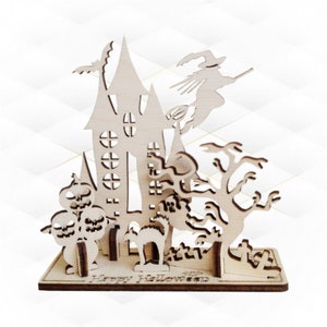 Tarjeta de regalo de Halloween, diseño de tarjetas de felicitación, archivo cortado con láser. Modelo de corte, plantilla láser, decoraciones de Halloween. Archivos vectoriales SVG, DXF.