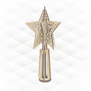 Gift Christmas Tree Topper, project laser cut. Svg dxf files, vector design. Christmas star, xmas decor, laser cutting pattern, cut model.