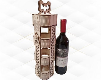 Gift Wine Box Laser Cut Design, SVG DXF Vector Template, Bottle Holder Model
