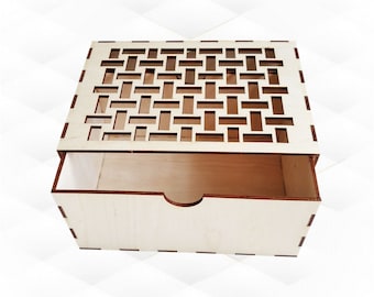 Gift Box Laser Cut SVG DXF Design, Tile Pattern Jewelry Boxes, Laser Cutting Project