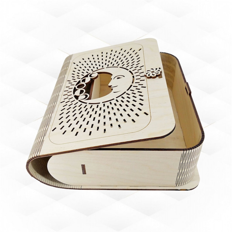 Tarot Pattern Box Gift Box Big Tarot Cards Laser Cut Pattern, Moon Design, Boxes Case ...