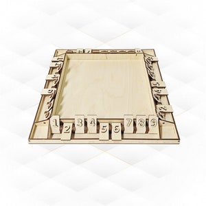 Gift shut the box, game board for 4 persons, svg dxf files, design laser cutting. Laser cut pattern, dice board game, birthday greeting.