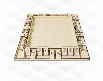 Shut The Box Game Laser Cut Template, Dice Games, Vector SVG DXF Laser Cutting Design