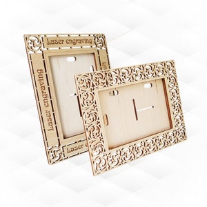 Photo frame, 2 pattern for laser cut and engraving. Laser cutting design, svg dxf cut model. Greeting decor, picture frame, photo holder.
