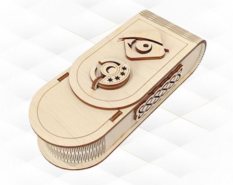 Eyeglasses Case Gift Box Laser Cut Design, SVG DXF Vector Template, Glasses Holder