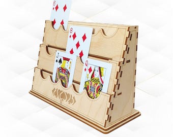 Poker Card Holder Laser Cut Design, SVG DXF Vector Template, Games Accessory Cutting Model