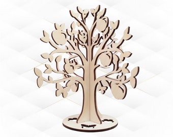 Apple Tree Puzzle Laser Cut Model, SVG DXF Vector Template, Laser Cutting Design