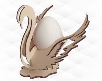 Porte-oeuf de cygne de Pâques, découpe laser svg dxf design. Puzzles 3D, motif découpé au laser.