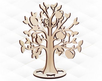 Rompecabezas de manzano cortado a láser, plantilla vectorial SVG DXF, diseño de corte láser