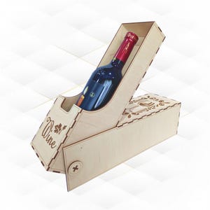 Étui cadeau boîte à vin, design découpé au laser. Modèle de découpe laser, fichiers dxf svg, modèle vectoriel. Fichier de machines laser, motif laser, boîte de voeux.
