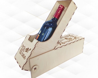 Plantilla de corte láser para caja de vino, modelo vectorial SVG DXF, diseño de corte láser para portabotellas