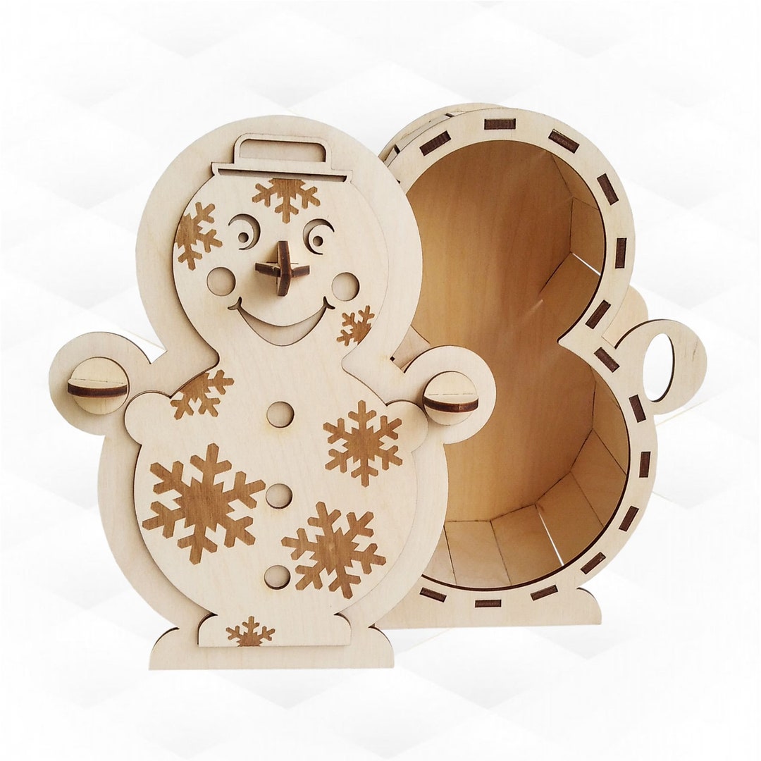 Gift Christmas Box, Snowman Pattern for Laser Cut, Digital Design. - Etsy