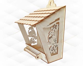 Laser Cut Bird Feeder SVG: Garden Decor Plan (Digital Download)