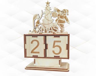 Christmas Advent Calendar Laser Cut Design, SVG DXF Model, Laser Cutting Template